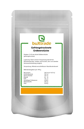 Gefriergetrocknete Erdbeerstücke | Erdbeere | Trockenfrüchte | Fruchtstücke | Buxtrade | verschiedene Mengen (100 g) von Buxtrade