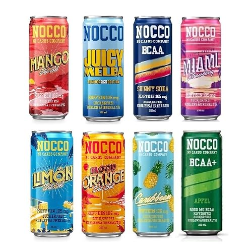 NOCCO BCAA Drink - Variety Pack 8er - BCAA - 105 mg Koffein - Energy Drink - Mix (8 Stck.) von Buxtrade