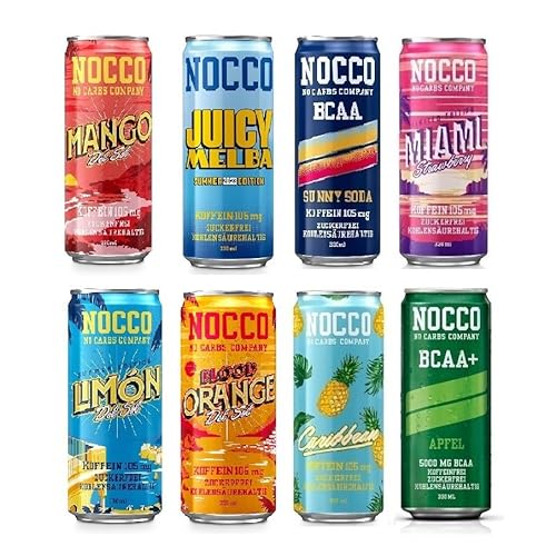 NOCCO BCAA Drink - Variety Pack 8er - BCAA - 105 mg Koffein - Energy Drink - Mix - Verschiedene Mengen (24 Dosen / 2,37 EUR je Dose) von Buxtrade