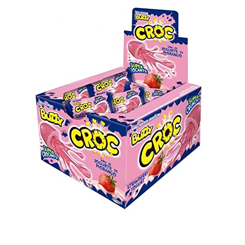 Buzzy Croc MIX Bubble Gum mit süßer Füllung, 90s Süßigkeiten Sammlung, Geschmacksrichtung Erdbeer Joghurt, Packung mit 40 Stück von BUZZY