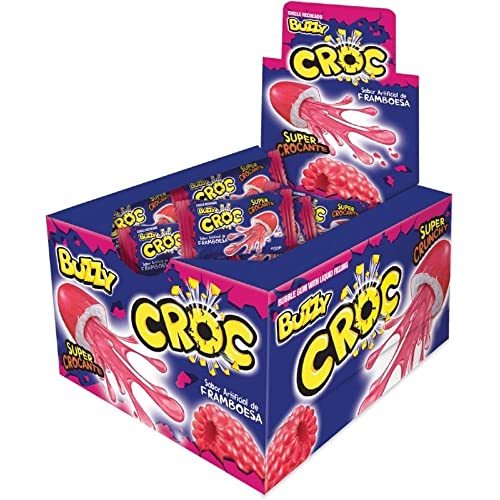 Buzzy Croc MIX Bubble Gum mit süßer Füllung, 90s Süßigkeiten Sammlung, Himbeergeschmack, 40er Pack von BUZZY