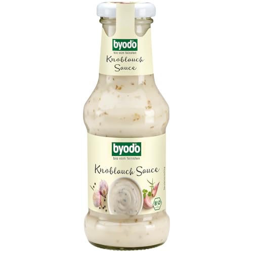 Byodo Bio Knoblauch-Sauce 250 ml - Cremige Vegane Knoblauchsauce, Bio-Qualität, Glutenfrei & Ohne Zusatzstoffe - Ideal für Salate & Dips von Byodo