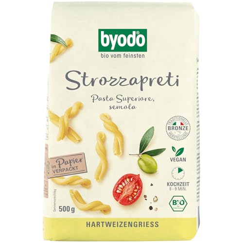 Bio Strozzapreti Nudeln 500g - Byodo, DE-KO-013 zertifiziert, Semola, Premium Italienische Pasta, Vollkorn & Vegan - Perfekt für klassische & moderne Rezepte Bio Strozzapreti Nudeln 500g - Byodo, DE-KO-013 zertifiziert, Semola, Premium Italienische Pasta, Vollkorn & Vegan - Perfekt für klassische & moderne Rezepte von Byodo