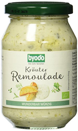 Byodo Kräuter-Remoulade, 6er-Pack, 250ml Gläser - Bio Sauce mit 50% Fett aus Bio-Eiern, Vielseitig für Sandwiches & Salate, Ideal für Feinschmecker - Premium Qualität & Cremigkeit, Nachhaltige Auswahl von Byodo