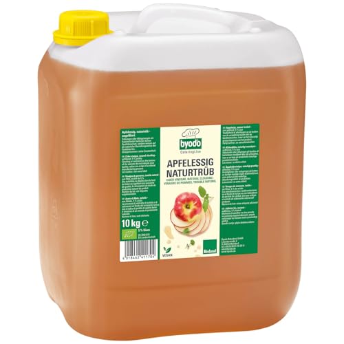 Byodo Bio Apfelessig naturtrüb, 10 kg Kanister - Organischer Essig, Großgebinde, Vegan, Glutenfrei, Ideal für Dressings & Marinaden von Byodo