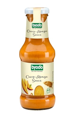 Byodo Bio Curry-Mango Sauce, 6 x 250 ml - Exotisch-Fruchtig, 100% Bio-Zutaten, Glutenfrei, Vegetarisch, Ideal als Dip & Marinade, Harmonische Blend aus Mango & Curry von Byodo