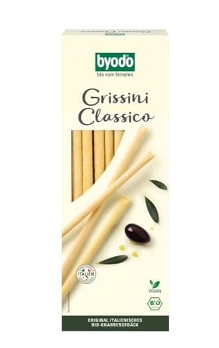 Byodo Bio Grissini Classico - 2er Pack (2 x 125g) | Vegane Knabberstäbchen mit 100% Bio-Zutaten und Nativem Olivenöl Extra | Ideal für Feinschmecker von Byodo