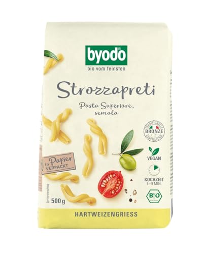 Bio Helle Strozzapreti Pasta - Byodo, Natürliche Premium Nudeln, 2er Pack (6 x 500g), 100% Bio-Zutaten, Perfekt für Mediterrane Gerichte von Byodo