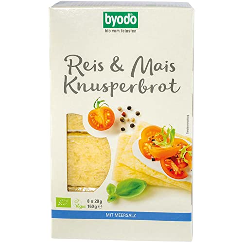 Byodo Knusperbrot Reis & Mais mit Salz 160g - Glutenfreies Bio-Snackbrot, Portionspackungen, Laktosefrei, Ohne Hefe, Perfekt zum Mitnehmen von Byodo