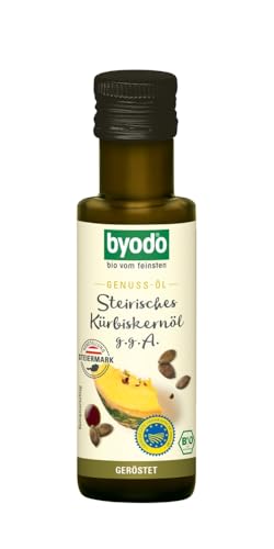Bio Steirisches Kürbiskernöl g.g.A. Byodo - Kaltgepresstes, Authentisches Öl aus der Steiermark, Naturbelassen, Vegan, Glutenfrei, 6x 100ml Flaschen - Für Salatdressings & Mehr (6er Pack) von Byodo