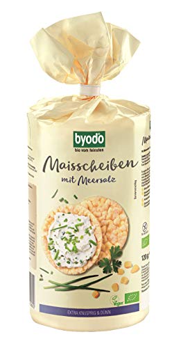 Byodo Bio Maisscheiben, 6er Pack (6 x 120 g Packung) - Luftig-locker, knusprig mit Meersalz, Ideal für Snacks, Langlebige Frische von Byodo