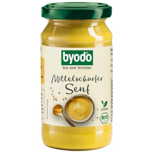 Bio Mittelscharfer Senf 2x200 ml - Byodo | 100% Bio-Zutaten | Frisch & Cremig | Ideal für Dressings und Sandwiches | Köstlich Würzig | Kleine Chargen Herstellung von Byodo