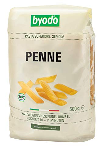 Byodo Bio Helle Penne, 500g - Teigwaren, Schräg geschnitten, Perfekt al dente, 9-10 Minuten Kochzeit, Ideal für Saucen Bio-Qualität - Genießen Sie italienische Premium Pasta von Byodo