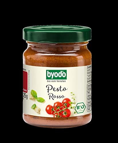 Bio Pesto Rosso 125g - Byodo | 100% Bio-Zutaten, Cremige Konsistenz, Fruchtige Tomaten, Feinstes Olivenöl, Aromatische Kräuter | Gourmet Veganes Pflanzliches Aufstrich von Byodo