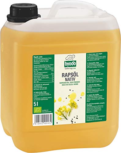 Bio Rapsöl Nativ 5 Liter - Byodo 100% Reines Organisches Rapsöl, Kaltpressung, GMO-frei, Glutenfrei, Ideal für Kalte Speisen und Salatdressings, 2er Pack (2 x 5L) von Byodo