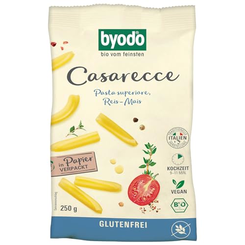 Bio Reis-Mais Casarecce 250g - Byodo Glutenfreie Pasta | Ideal für vegane und glutenfreie Gerichte | Biologisch, ohne Zusatzstoffe | Perfekt für Familie von Byodo
