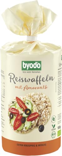 Byodo Bio Reiswaffeln mit Amaranth 6x100g - 100% Bio-Zutaten, Nussiger Geschmack, Lysinreich, Ideal für eine ausgewogene Ernährung, Vegan & Glutenfrei von Byodo