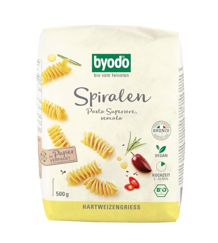 Bio Nudeln Spiralen hell 6er-Pack - Byodo, 6 x 500g, Vegan, Hochwertige Bio-Qualität, Ideale Pasta für vegetarische und vegane Gerichte von Byodo