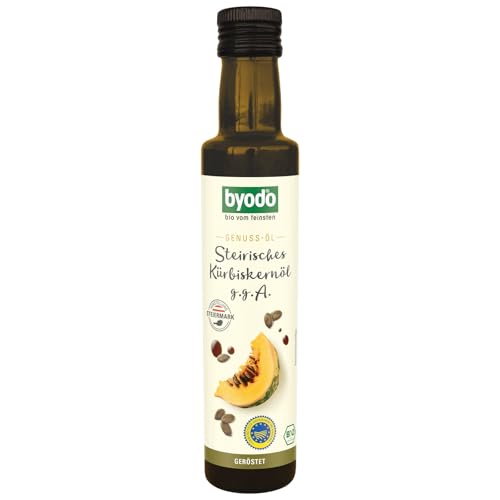 Bio Kürbiskernöl aus der Steiermark - Byodo, 250ml, kaltgepresst, 100% rein, g.g.A., vegan, nicht raffiniert - Gourmet Salatöl & natürliches Aroma von Byodo