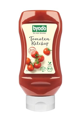 Byodo Bio-Tomaten Ketchup, 300ml Squeeze-Flasche - 80% Tomatenmark für extra Fruchtgenuss, vegan, vegetarisch, aus erntefrischen italienischen Tomaten von Byodo