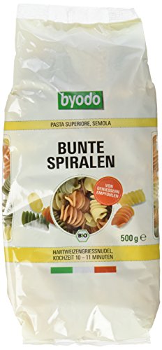 Bio Bunte Spiralen hell Byodo - Organische Pasta 6er Pack (6 x 500g) - Mehrkorn-Nudeln, Ideal für vegane und vegetarische Gerichte von Byodo
