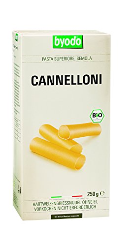 Byodo Cannelloni 6er Pack - Bio Hartweizengrieß Pasta aus Italien, Al Dente Biss, Traditionell Gewalzt, Ohne Vorkochen Erforderlich, Umweltfreundliche Papierverpackung von Byodo
