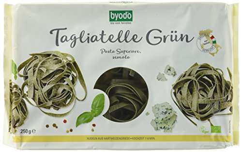 Bio Grüne Tagliatelle - Byodo Nudelnester 6er Pack (6 x 250 g) - 100% Bio-Hartweizengrieß, optimale Mischung, Perfekter „al dente“-Biss, Cook & Chill geeignet von Byodo