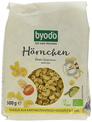 Byodo Bio Hartweizengrieß Hörnchen hell 500g - Italienische Premium Nudeln, Bronzegezogen, Al Dente, Schnelle Kochzeit, Umweltfreundliche Verpackung - Authentischer Geschmack aus Italien von Byodo