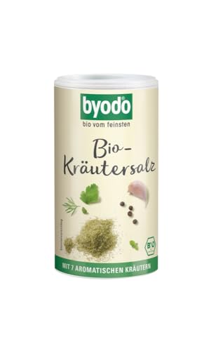 Byodo Premium Atlantik Kräuter 6er Pack (6 x 125 g Streudose) - Bio Meersalz, Feinkörnig, Intensiv Aromatisch, Ohne Rieselhilfen, Nicht Jodiert - Ideal für Gourmet-Küche von Byodo