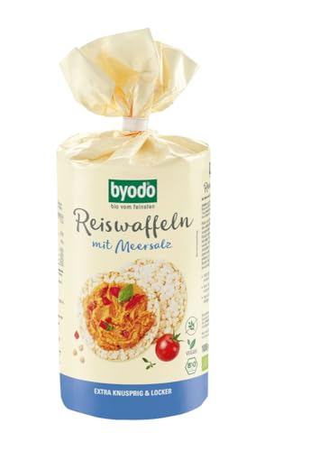Byodo Bio Reiswaffeln mit Meersalz 12er Pack (12 x 100 g) - Glutenfreier Snack, Vegan, Knusprig & Natürlich, Optimale Lagerung, Ideal für Beläge, Reich an Nährstoffen von Byodo