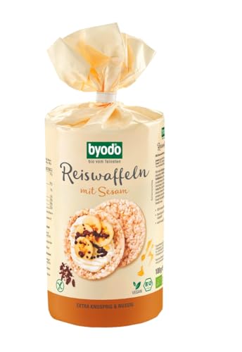Byodo Reiswaffeln mit Sesam 6x100g - Bio Glutenfrei Snack, Ricewaffles ohne Zusatzstoffe, Gesunde Snackalternative, Vegan & Naturbelassen, Ideal für Zwischendurch von Byodo