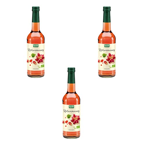 Bio Rotweinessig 3er Pack - Byodo, 500 ml Flasche, Vegan & Glutenfrei, Italienische Küche, Hochwertiger Essig, Ideal für Dressings & Marinaden von Byodo