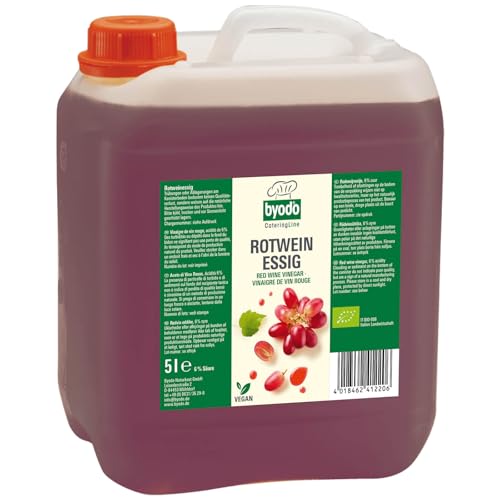 Byodo Bio-Rotweinessig aus Feinstem Italienischen Rotwein, Vollmundig & Natürlich, Vegan & Vegetarisch, Ohne Zuckerzusatz, Ideal für Salate und Marinaden, 5 kg Kanister von Byodo