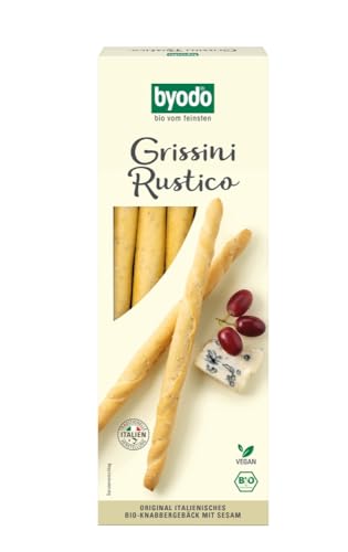 Bio Sesam Grissini Rustico von Byodo - 6er Pack (6x100g) | Knusprige Italienische Brotstangen | Vegan & Bio-qualifiziert | Ideal für Snacks und Partys - Byodo von Byodo