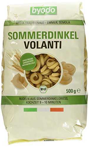 Bio Dinkel Nudeln 6er Pack - Byodo Sommerdinkel Volanti Semola, 6 x 500 g - Italienischer Emmergrieß, Traditionelle Bronze-Matrizen, Perfekter Al Dente Biss, 100% Bio-Zutaten, 8-9 Min Kochzeit von Byodo