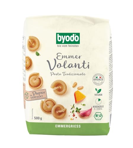 Bio Vollkorn-Pasta Sommerdinkel Volanti Semola - Byodo, 0.5 kg, 12er Pack - Premium Italienische Nudeln, Hoher Ballaststoffgehalt, Vegan, Bio Zutaten, Traditionelle Herstellung, Bronze-Matrizen Bio Vollkorn-Pasta Sommerdinkel Volanti Semola - Byodo, 0.5 kg, 12er Pack - Premium Italienische Nudeln, Hoher Ballaststoffgehalt, Vegan, Bio Zutaten, Traditionelle Herstellung, Bronze-Matrizen von Byodo