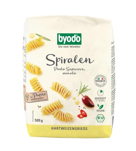 Byodo Bio Volanti Nudeln Hell/Semola, Gedrehte Hütchen, 500g - DE-ÖKO-013 Zertifiziert, Hochwertige Italienische Pasta für Feinschmecker von Byodo