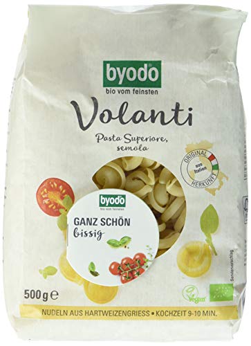 Byodo Bio Volanti Nudeln Hell/Semola, Gedrehte Hütchen, 500g - DE-ÖKO-013 Zertifiziert, Hochwertige Italienische Pasta für Feinschmecker von Byodo