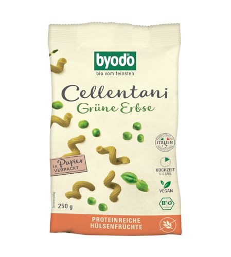 Byodo Bio Grüne Erbse Cellentani 250 g - 6er Pack Pasta aus Hülsenfrüchten | Vegan & Glutenfrei | Proteinreiche Nudeln für gesunde Ernährung | Ideal für Pasta-Salate & Nudelgerichte Byodo Bio Grüne Erbse Cellentani 250 g - 6er Pack Pasta aus Hülsenfrüchten | Vegan & Glutenfrei | Proteinreiche Nudeln für gesunde Ernährung | Ideal für Pasta-Salate & Nudelgerichte von Byodo