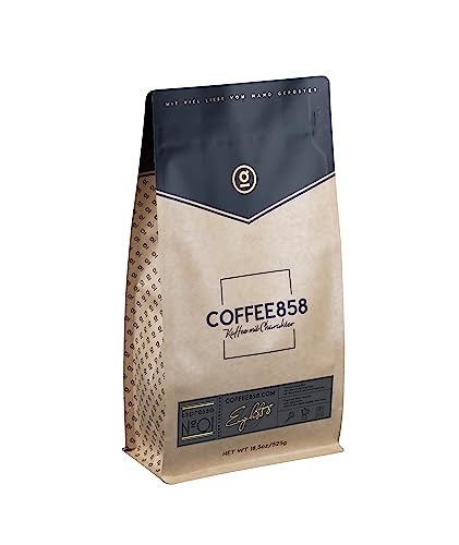 Espresso N°01 von Coffee858 - ganze Kaffee-Bohnen - Premium-Blend aus 75% Arabica aus Brasilien & Guatemala mit 25% Edel-Robusta - (525g) von C°858