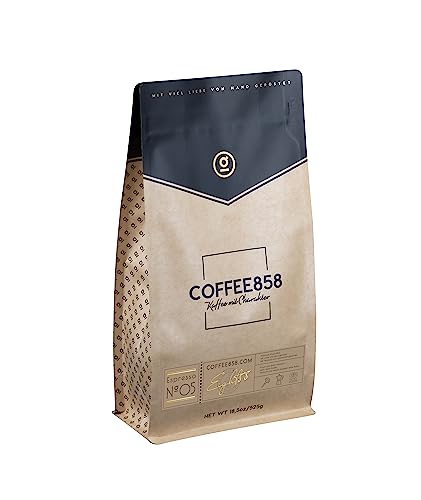 Espresso N°05 - Arabica Blend von coffee858 (525g). Reiner Arabica Blend aus Brasilien 45%, Honduras 20%, Guatemala 20% & Äthiopien 15%. von C°858