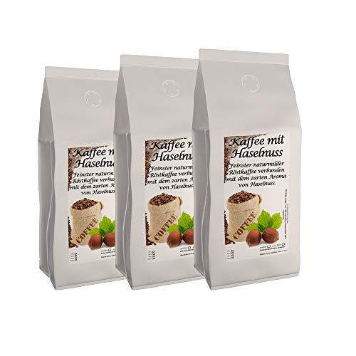 Aromakaffee - Aromatisierter Kaffee - Ganze Bohne - Frisch Von Uns Geröstet (Haselnuss, 3x1000 Gramm) - Sparpaket von C&T