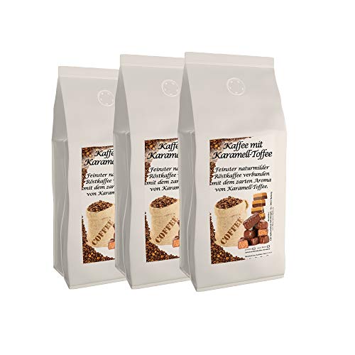 Aromakaffee - Aromatisierter Kaffee - Ganze Bohne - Frisch Von Uns Geröstet (Karamell, 3x1000 Gramm) - Sparpaket von C&T