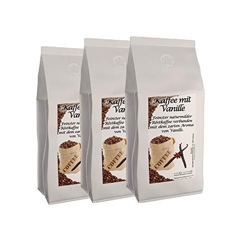 Aromakaffee - aromatisierter Kaffee Vanille, 3x1000 g gemahlen - Spitzenkaffee - Sparpaket - Schonend Und Frisch In Eigener Rösterei Geröstet von C&T