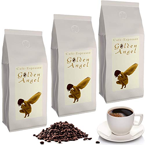 C&T Golden Angel Espresso Deluxe 3 x 1000 g ganze Kaffeebohnen - der Schokoladige - Spitzenkaffee aus unserer beliebten Espresso Angel Serie von C&T