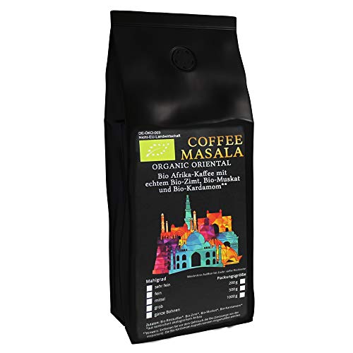 Coffee Masala - Bio Kaffee aus Afrika mit Bio-Zimtstange, Bio-Muskat und Bio-Kardamom (1000 g Fein Gemahlen (Espressokocher)) von C&T