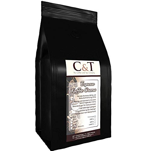 Espresso Cafe Crema - 8 x 1000g (Gemahlen) - Säurearm - Schonend Und Frisch Geröstet von C&T