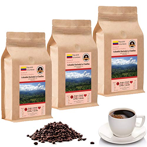 Kaffee Crema - Kaffee Mit Herz - Colombia Hacienda La Claudina - 3 x 1000 g Ganze Bohnen - Spitzenkaffee Aus Kolumbien Fair Gehandelt Unterstützt Soziale Projekte Kaffee Crema - Kaffee Mit Herz - Colombia Hacienda La Claudina - 3 x 1000 g Ganze Bohnen - Spitzenkaffee Aus Kolumbien Fair Gehandelt Unterstützt Soziale Projekte von C&T