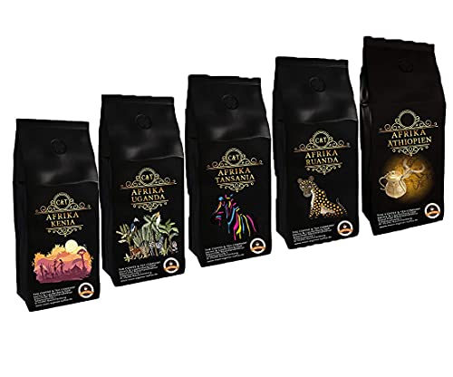 Länderkaffee Probierpaket "Afrika" 5 x 500g Spitzenkaffees aus Äthiopien, Kenia, Ruanda, Uganda und Tansania 2500 Gramm ganze Bohne von C&T