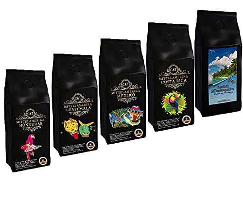 Länderkaffee Probierpaket "Südamerika" 5 x 500g Spitzenkaffees aus Brasilien, Bolivien, Peru, Kolumbien, Galapagos 2500 Gramm ganze Bohne von C&T